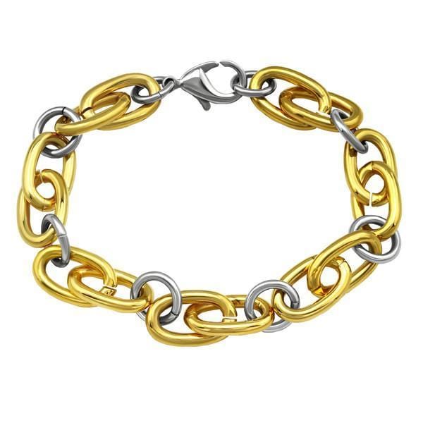 Mens Gold Plated Steel Bangle Bracelet 22 CM