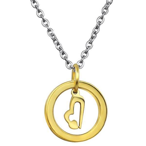 Gold Plated Steel Hanging Heart Charm Necklace
