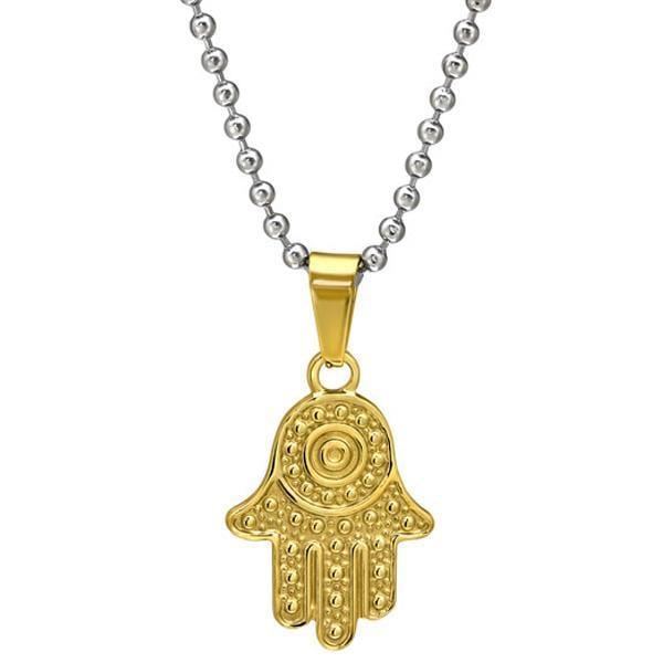 Gold Surgical Hamsa Steel Necklace