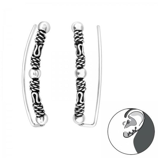 Silver Bali Ear Cuff Wrap Earrings