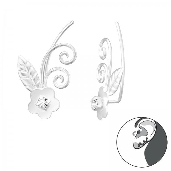 Silver Ear Cuff Flower Wrap