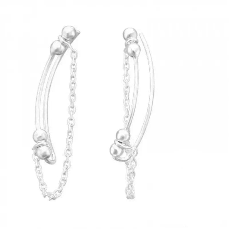 Silver Hanging Chain Ear Cuff Wrap