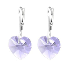 Silver Violet Heart Earrings With Swarovski Crystal
