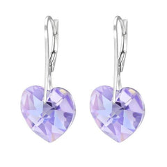 Silver Heart Earrings With Swarovski Crystal