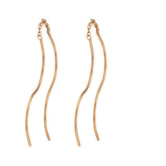 Rose Gold  Wave Thread Earrings