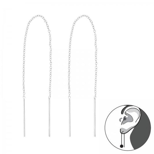 Silver Thread Bar Earrings