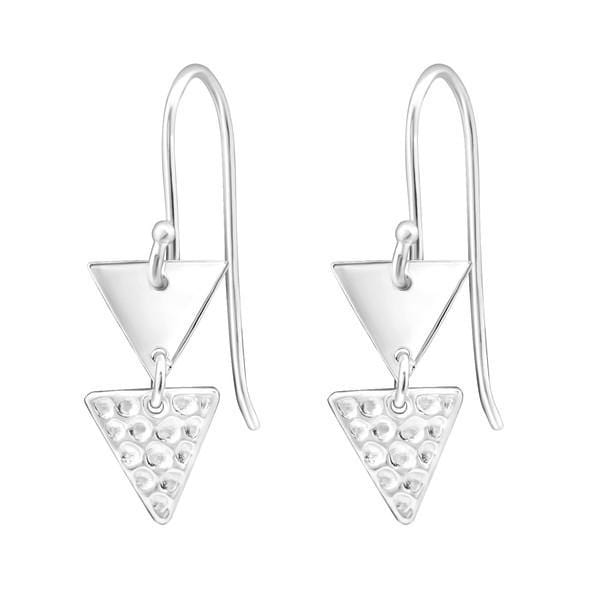Silver Double Triangle Earrings