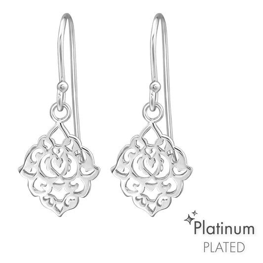 Platinum Silver Filigree Earrings