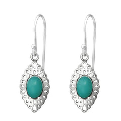 Silver Marquise Green Earrings