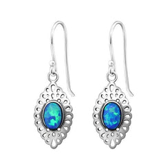 Sterling Silver Marquise Opal Earrings