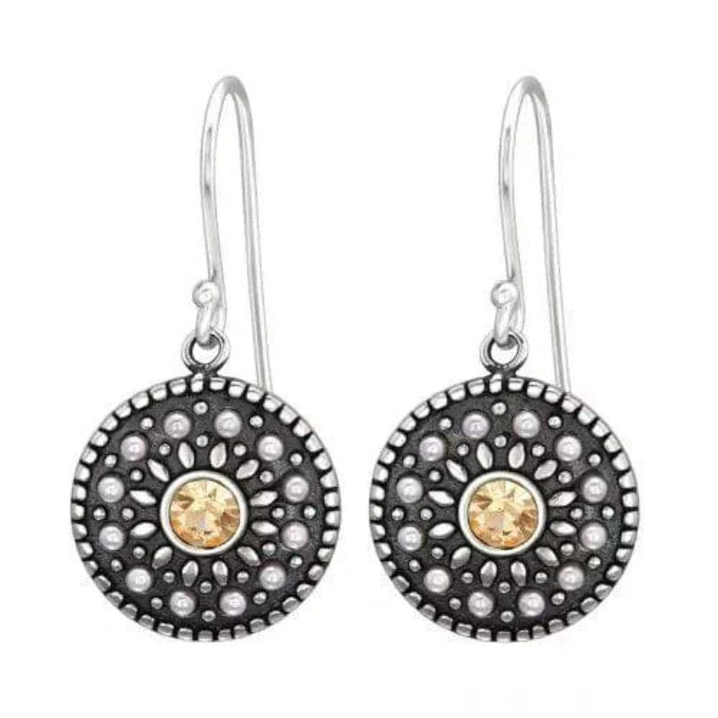 Silver Round  Antique Earrings
