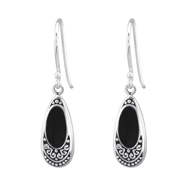 Sterling Silver Black Bali earrings 