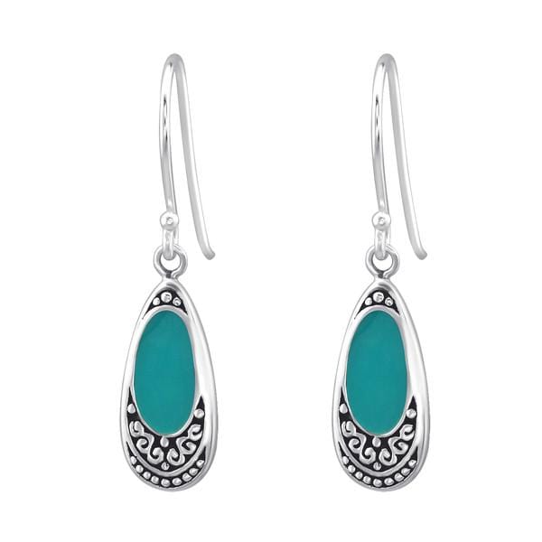 Sterling Silver Green Bali earrings