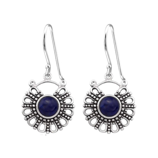 Silver Bali  Genuine Sodalite Earrings