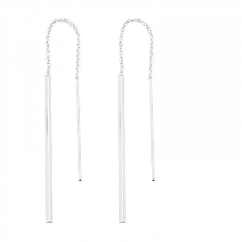 Silver Thread  Bar Earrings