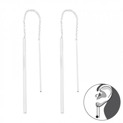 Silver Thread  Bar Earrings