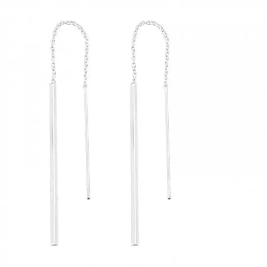 Silver Thread  Bar Earrings