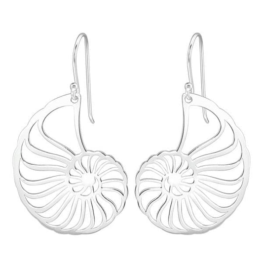 Laser Cut Silver Spiral Earrings