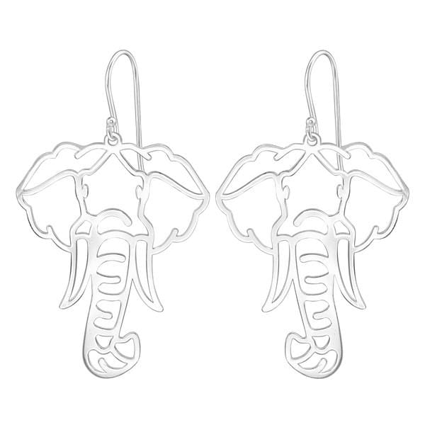 Laser Cut  Silver Elephant Earrings