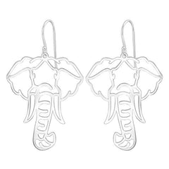 Laser Cut  Silver Elephant Earrings