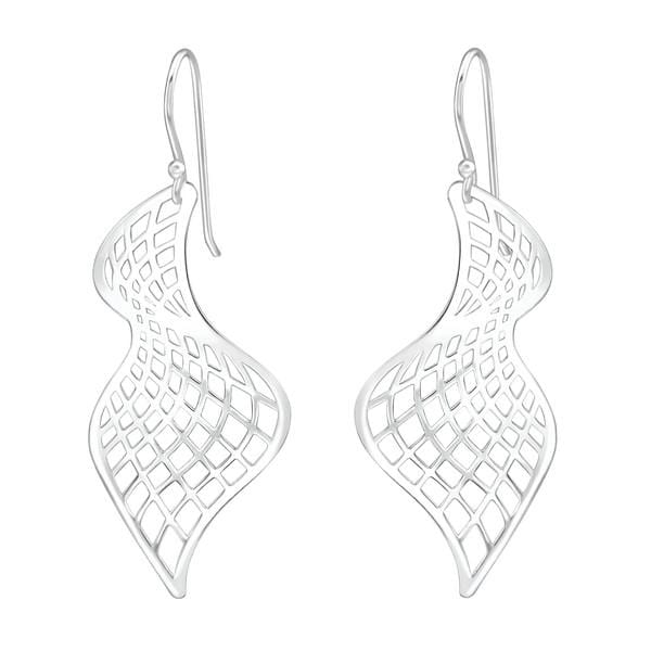 Laser Cut Silver Wave Earrings