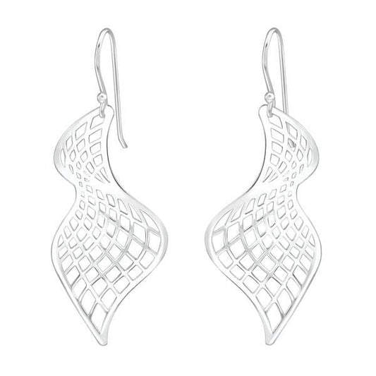Laser Cut Silver Wave Earrings
