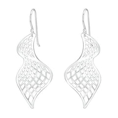 Laser Cut Silver Wave Earrings