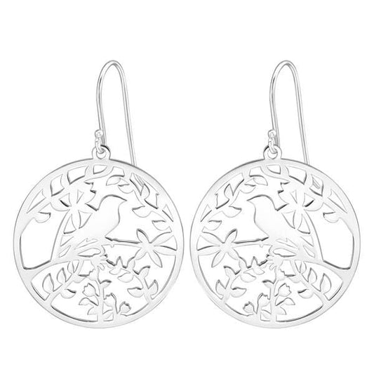 Silver Love  Bird Earrings