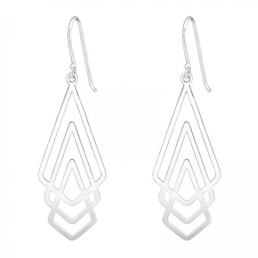 Silver Laser Cut Geometric Earrings