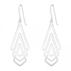 Silver Laser Cut Geometric Earrings