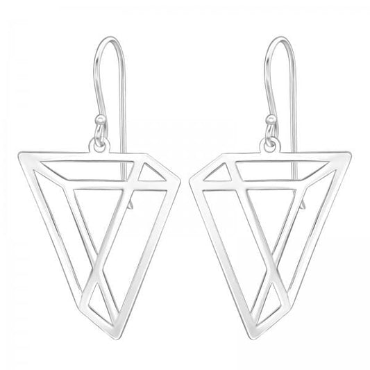 Silver Laser Cut Geometric Earrings