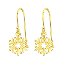 Gold Laser Cut Snowflake Christmas Earrings for Women