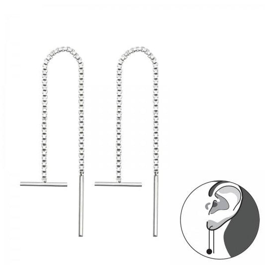 Silver Thread  Bar Earrings