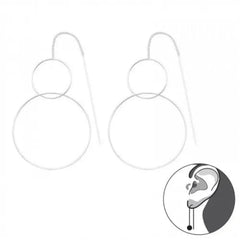 Silver  Double Circle Thread Earrings