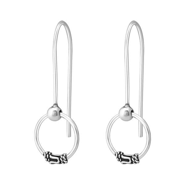 Silver Bali Hoops Earrings