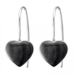 Silver Black Heart  Earrings