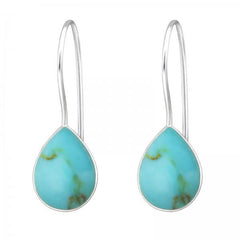Silver Pear Stone Earrings