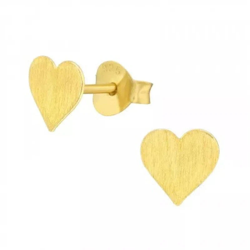 Silver Gold Heart Stud Earrings