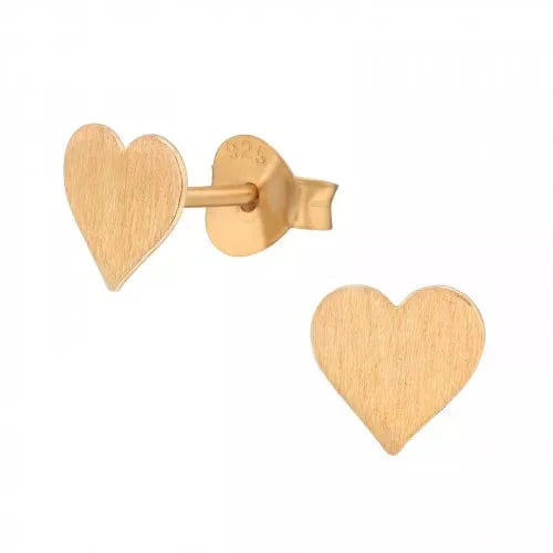 Rose Silver Gold Heart Stud Earrings