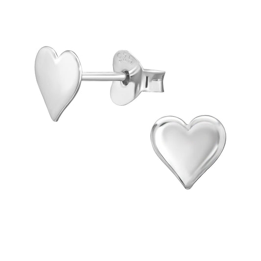 Silver Platinum Heart Stud Earrings