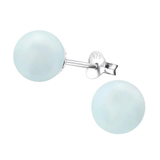 Silver Pearl Pastel Stud Earrings With Swarovski Crystal