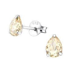 Sterling Silver Pear Stud Earrings