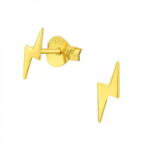 Silver Gold Lightning Bolt Stud Earrings