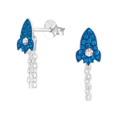 Kids Silver Rocket Stud Earrings