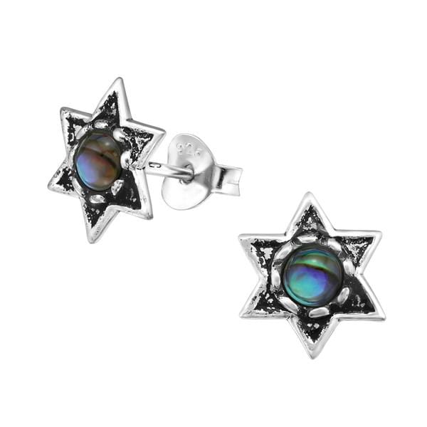 Silver Star of David Stud Earrings