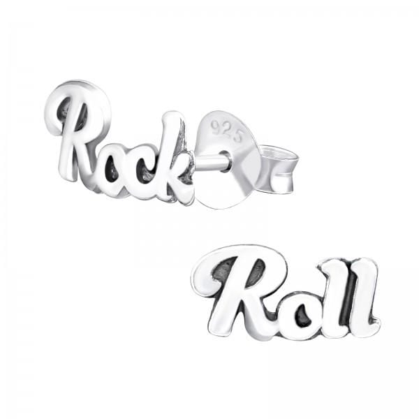 Silver Rock and Roll Stud Earrings