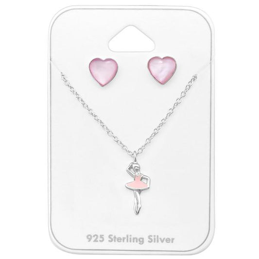 Silver Ballerina Necklace Set