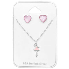 Silver Ballerina Necklace Set