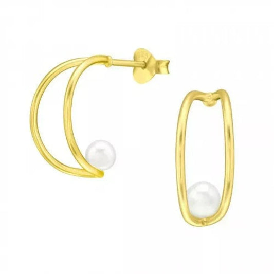 Silver Gold Half Hoop Stud Earrings