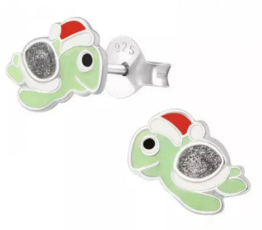 Kids Silver Turtle Earrings